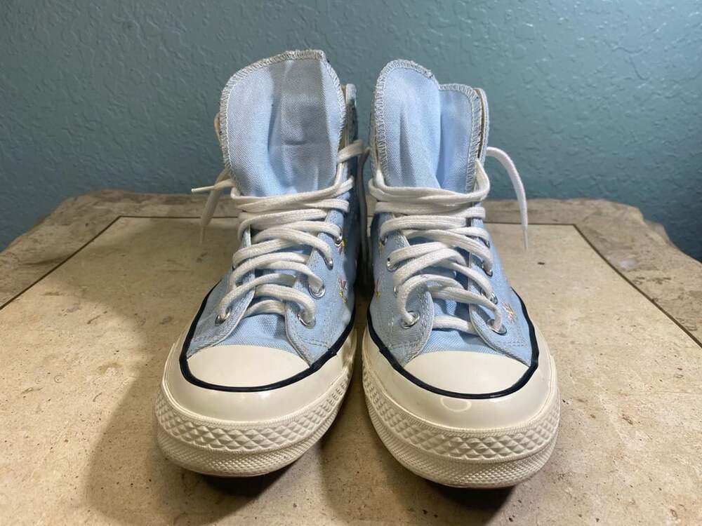 Converse Chuck 70 High Embroidered Floral Chambray Blue 10.5